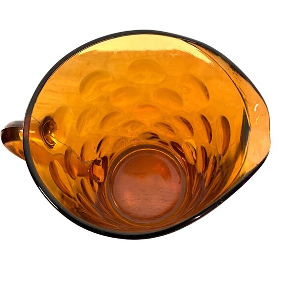 MCM Hazel Atlas‎ Amber Thumbprint Glass Pitcher 7 /34" Tall - Picture 3 of 4